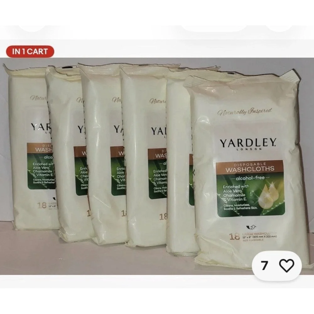 Lot Of 6 Disposable Washcloth 18/Pk Yardley of London 12X18